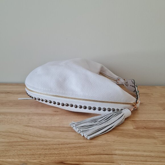 Rebecca Minkoff Bailey Austin Studded Hobo White Pebbled Leather Shoulder Bag - Picture 13 of 15